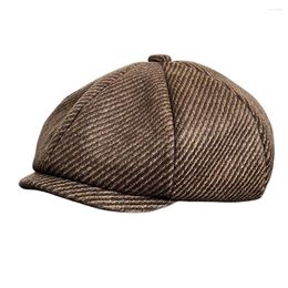 Berets Brown Sboy Caps Men Fall Winter Wool Blend Twill Cabbies Hat Warm 8 Headpiece Cap NC10