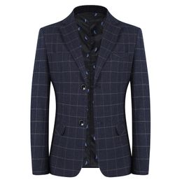Boutique Fashion Plaid Mens Casual Business Blazer Groom Wedding Dress Male Slim Formal Suit Jacket models 240201