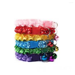 Dog Collars Spliced Webbing Collar Soft To The Touch Bell Adjustable Macaroon With Drill Supplies Not Easy Fade Pet