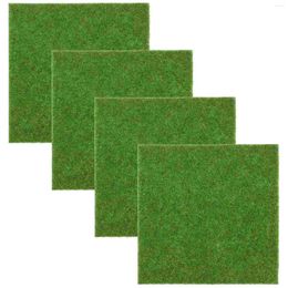 Carpets 4 Pcs Artificial Grass Miss Rug Tree Stump Planter Garden Mini House Decoration