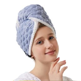 Cloud Coral Velvet Hair Drying Hat Super Absorption Hair Care Towel Cap Wrapped Turban Double Layer Thickened Shower Caps Bathroom Bath Hats Women HW0152