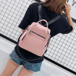 School Bags Cross-border Design Women's Bag Simple Fashion Retro-style Shoulder Pure Colour 2024 Backpack ZZL025