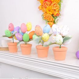 Decorative Flowers Easter Simulated Egg Potted Plant Printed Foam Desktop Decoration Ornaments Outdoor Courtyard Festival Party