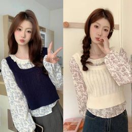 Women's Blouses Shirts Women Floral Print Ins Ulzzang Sweet Elegant Female Tunic Top Summer Vacation Daily Girls