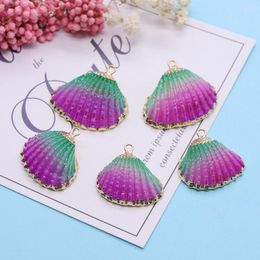 Charms Charming Bohemian Colourful Electroplated Natural Shell Necklace Scallop Pendant Exquisite DIY Handmade Accessories