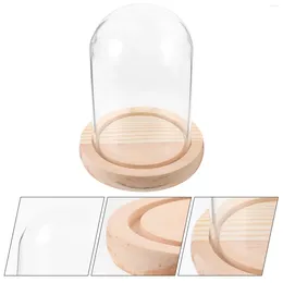 Storage Bottles Preserved Flower Cover Eternal Glass Dust Transparent Micro Landscape Display Desktop Ornament (8 12 Column Log Flat Bottom)