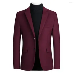 Men's Suits Stylish Men Blazer Cardigan Long Sleeve Woollen Suit Coat Solid Colour Autumn Winter Jacket For Prom