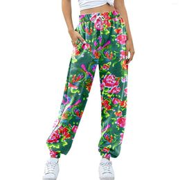 Women's Pants 80s Y2k Hip Hop Flower Printed Men Women 2024 Fashion Casual Rock Wide Foot Baggy Trouser Streetwear Female