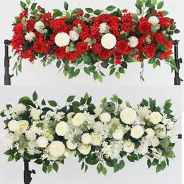 Decorative Flowers 100cm DIY Wedding Flower Wall Decor Arrangement Supplies Silk Peony Rose Artificial Row Decoration Arch Backdrop