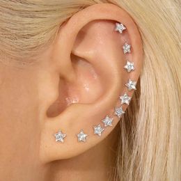 Stud Earrings Dainty Mini Star Ear Piercing For Women Gold Colour Zircon Flat Helix Lobe Stacking Fashion Jewellery E372