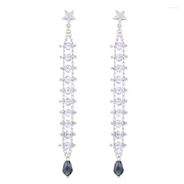 Dangle Earrings Bulk Price Alloy Star Chain Blue Beads Long Earring Trending Styles Fashion Women's 2024 Bride Wedding Jewellery