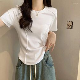 Women's T Shirts Fashion 2024 Women Tops Irregularity Design Spring Summer T- Shirt Female Clothing Sexy Crop Top Clothes Casual Blouse Y2k