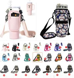 Outdoor Bags Baseball Softball Neoprene 2 in 1 Water Bottle Carrier Bag With Pouch Colourful 40oz Tumblers Bags With Strap Storage car bag Holder