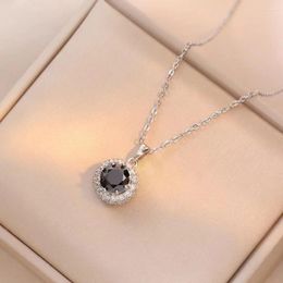 Pendant Necklaces Stainless Steel Simple Big Zircon For Women Girls Wholesale 12pcs/set Jewellery Accessories Gifts