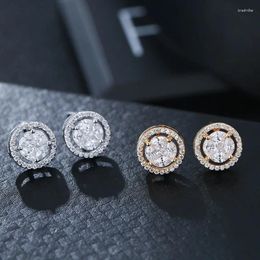 Stud Earrings Korean Fashion Classic Hip-hop Geometric Round Zircon Gift Daily Wear Collection Preferred Women's Jewellery