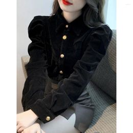 Women's Blouses Velvet Long Sleeve Shirt Design Fashion Vintage Clothes For Women Tops Shirts