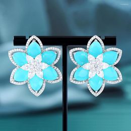 Dangle Earrings Kellybola Luxury Street Fashion Snow Flower For Women Wedding Party Seablue Dubai Trendy Jewellery High Quality