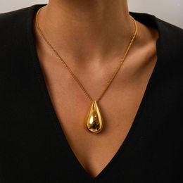 Pendant Necklaces Uworld Stainless Steel Water Drop Hollow Fashion Necklace For Women Waterproof Metal Collar Jewellery Bijoux Gift