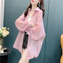 Women's Blouses Blouse Women Beach Style Sexy Long-sleeved Coat Chiffon Top Shawl Sun Protection Clothes Air Conditioning Single Breasted