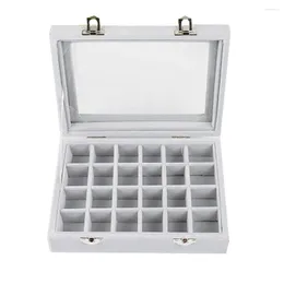 Jewellery Pouches 24 Grids Velvet Ear Stud Earrings Ring Display Tray Storage Box Case Container Organiser
