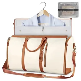 Duffel Bags Foldable Women's Travel Convenient Carry-On Clothing Bag Large Pu Leather Business