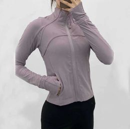 Yoga Outfits Long Sleeve Cropped Sports Jacket lululemenlI Zip Fitness Winter Warm Gym Top Activewear Running Coats Workout Clothes Woman 1008ESS