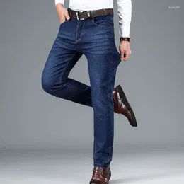 Men's Jeans Blue Straight-leg Brand Plus Size 40 Business Casual Cotton Stretch Denim Pants Male Daily Trousers