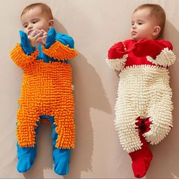 Autumn Infant Baby Boy Girl Rompers Spring born Baby Jumpsuit Mop Mopping Cleaning Boys Girls Baby Crawl Clothes 240127