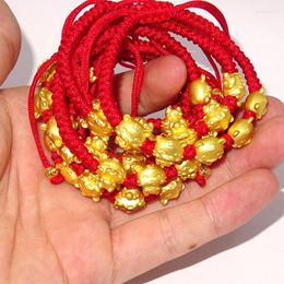 Charm Bracelets Lucky Red Rope Bracelet Zodiac Gold Plated Pendant Hand Knotted