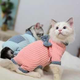 Cat Costumes Sphynx Clothes Kitten Winter Warm Jumpsuit Outfit Hairless Fullbody Shirts Sweaters Kitty High Collar Coat Pajamas