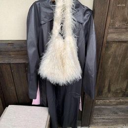 Evening Bags Women Y2k Fluffy Shoulder Bag Designer Korean Fashion Cute Furry Crossbody For Girls Oversized Faux Fur Handbag