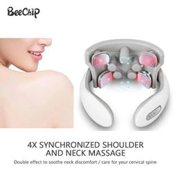 Neck Massage Intelligent Charging Heating Pressing Magnetic Pulse Fashion Multi User Usage Portable Pulse Neck Massager 240202