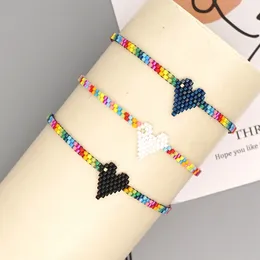 Link Bracelets Go2Boho Mexican Heart For Girl Female Boho Rainbow Women's Jewelry Gift Handmade Beads Miyuki Bracelet