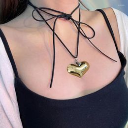 Pendant Necklaces Fashion Trend Niche Sense Love Collarbone Chain Temperament Simple Cold Wind Adjustable Black Rope Necklace Drop Ship