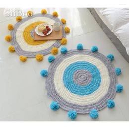 Carpets Modern Style Blue Yellow Circle Knit Fake Cashmere Round For Home Living Room Children's Rugs Balls Tapis Chamb SP4331