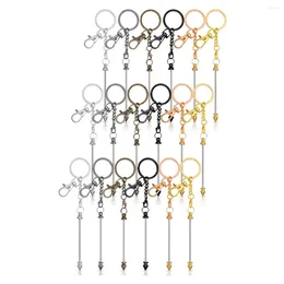 Keychains 18Pcs Beadable Keychain Bar Bulk Colourful Plating Alloy Beaded Blank Making Supplies (6 Colors)