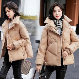 Women's Down Stand-up Collar Shiny Short Padded Coat Women Winter 2024 Thick Bread Loose Wholesale