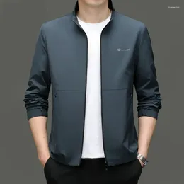 Men's Jackets 2024 Spring And Autumn Jacket Standing Collar Solid Coat Business Casual Top
