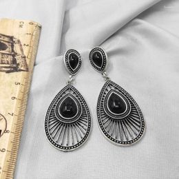 Dangle Earrings Vintage Big Water Drop For Women Ethnic Style Tibetan Antique Silver Color Jewelry