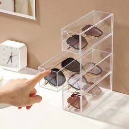 Transparent Acrylic storage box for sunglasses dustproof Storage rack Multilayer drawer Glasses Organiser 240131