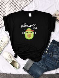 Women's T Shirts Female Shirt Avocado For Arm Exercise I CAN DO THIS Letter Print TopS Women Oversize Kawaii Soft O-neck Lady Cozy Slim