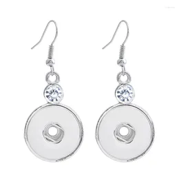 Dangle Earrings 021 Bohemia Cute Rhinestones 18mm Snap Button For Women Charms White K Plated Design Interchangeable Jewelry