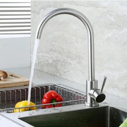 Kitchen Faucets 304 Stainless-Steel Faucet And Cold Water Mixer Taps Sink Deck Mounted Single Handle Pull Out Ceramic Valve