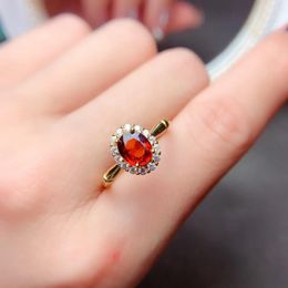 Cluster Rings Sterling Silver 925 Natural Fanta Garnet Engagement Ring Ladies Luxury Gem Jewelry Wedding Gift Boutique