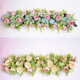 Decorative Flowers Customise Wedding Props Supplies Artificial Flower Row Arch Stage T-stage Road Lead Silk Wall