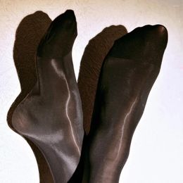 Men's Socks Long Men Stockings 1pcs 44cm/17.3 Inch Black/Navy Blue Hoisery Knee High Nylon Oil Shiny Pantyhose Sheer