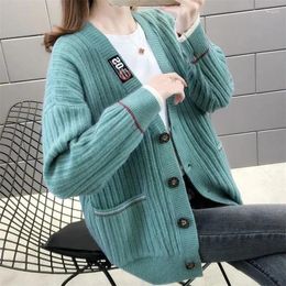 Women's Knits Autumn Winter Women High End Woolen Sweater Knitted Cardigan Jacket Female Korean Loose Leisure Versatile Coat