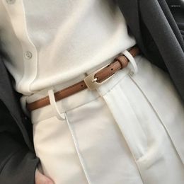 Belts Luxury Design Casual Vintage Leather Belt Trouser Dress Thin Waist Strap Metal Buckle Waistband