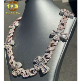 Wholesale Fully Iced Out Hiphop Baguette Diamond Silver Cuban Link Chain Bracelet Cross Infinity Moissanite Cuban Chain Necklace