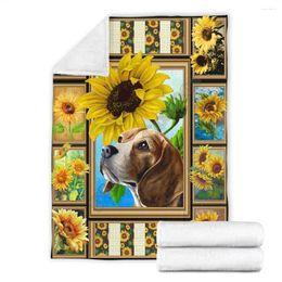 Blankets Sunflower Beagle Fleece Blanket Dog 3d Printed Wearable Adults/kids Sherpa